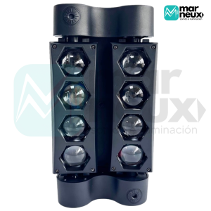 MINI SPIDER 8×3W RGBW CON LÁSER ROJO Y VERDE – DMX512