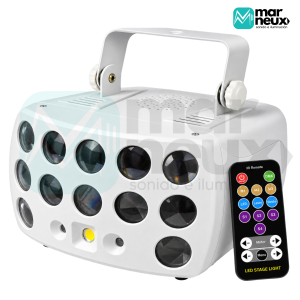 DERBY LED 3 EN 1 RGBW – LÁSER ROJO/VERDE + STROBE + DMX