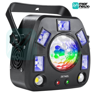 EFECTO 4 en 1 RGBW + UV – LÁSER+ STROBE + DMX