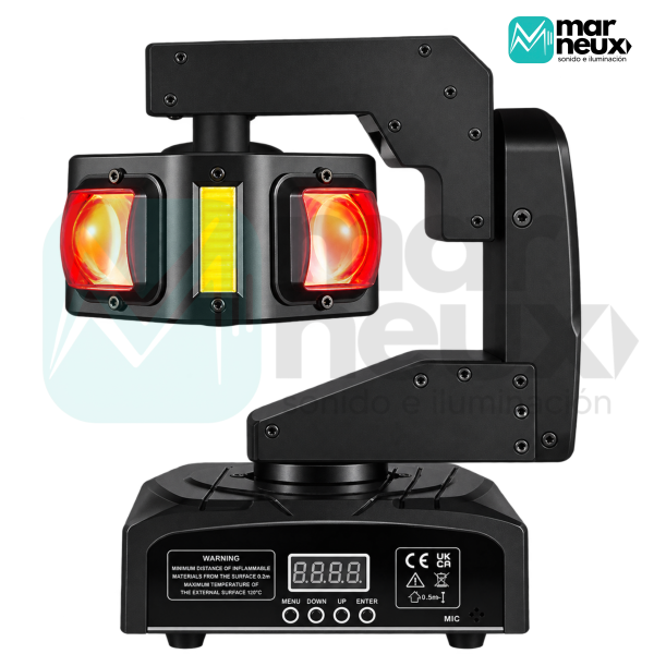 CABEZAL MÓVIL MINI ALIEN RGBW – LÁSER + CORTADORA + CÁLIDA + DMX
